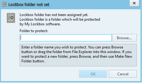 das Fenster Lockbox folder not set