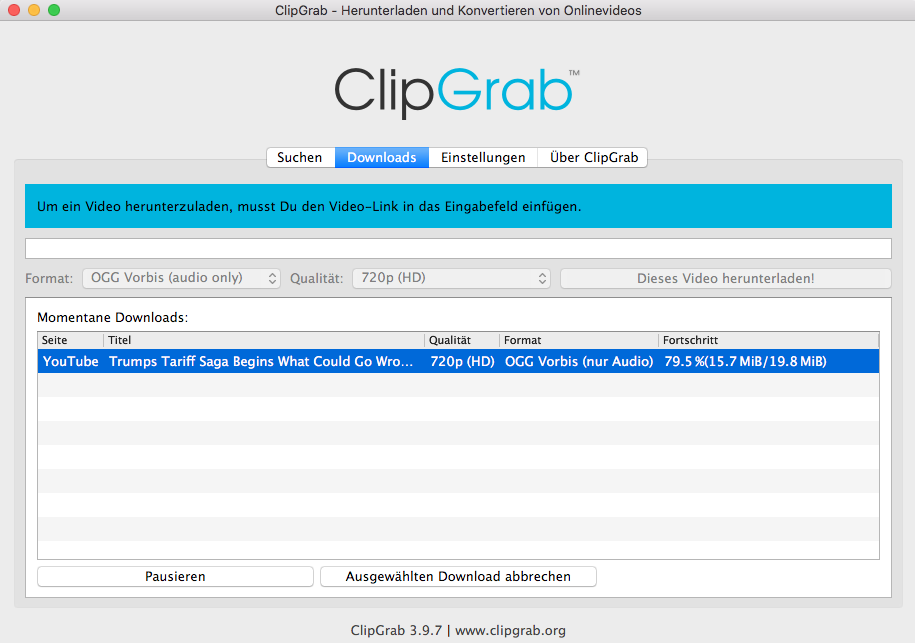 Bester kostenloser Video-Downloader - ClipGrab