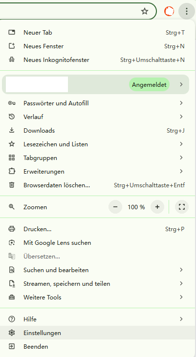 Auf Einstellungen klicken