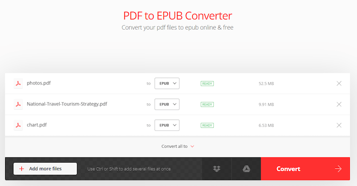 Convertio PDF to EPUB