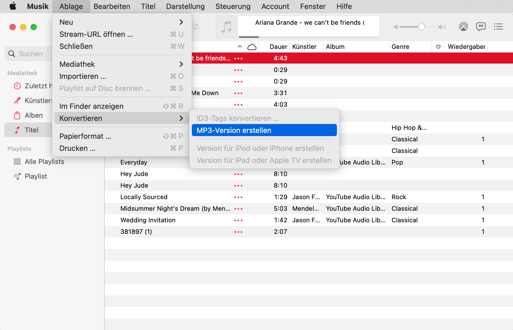 Konvertieren Sie mp4 in mp3 auf dem Mac mit Apple Musik