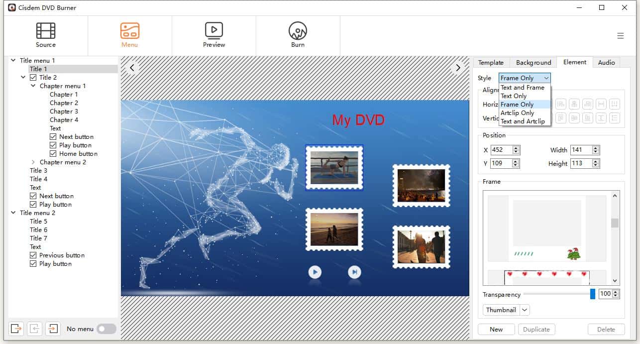 choose a dvd menu with cisdem