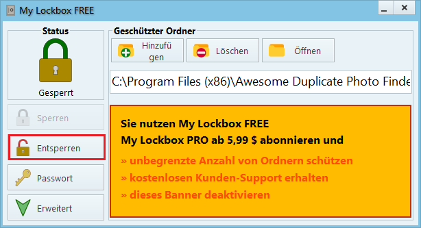 mit Passwort geschützte App entsperren