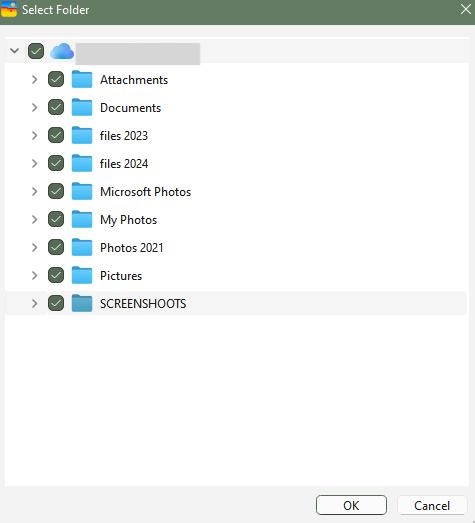 select OneDrive folders