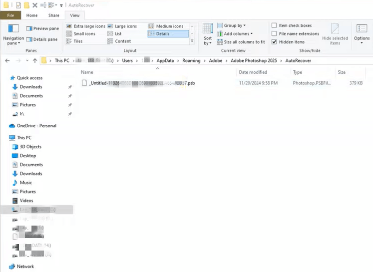 psd autosave location