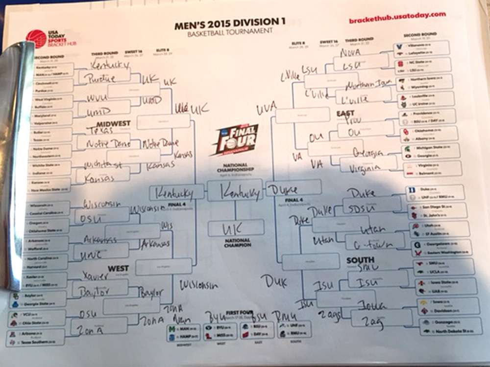 Download Printable PDF Of 2015 NCAA College Basketball Tournament Bracket   3 20（4） 