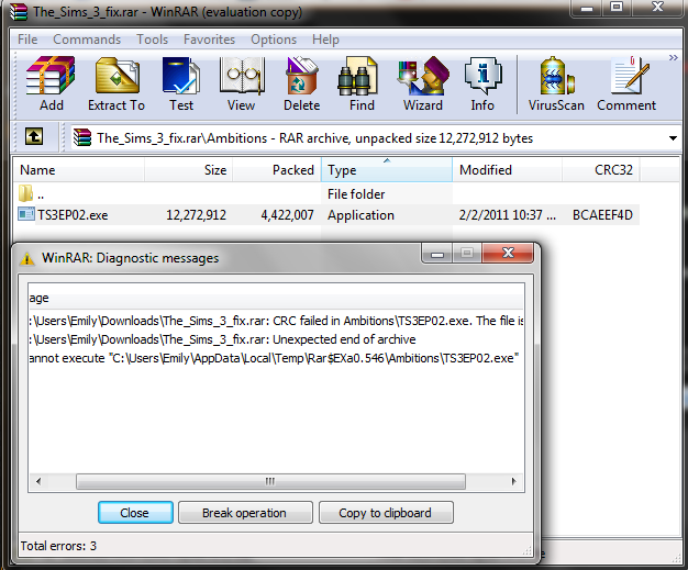 winrar unexpected end of archive download