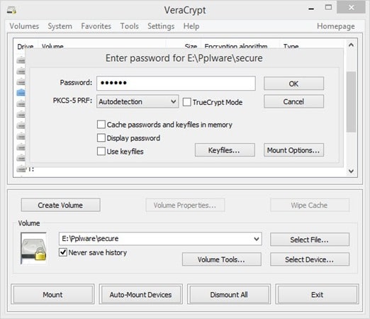 veracrypt available in
