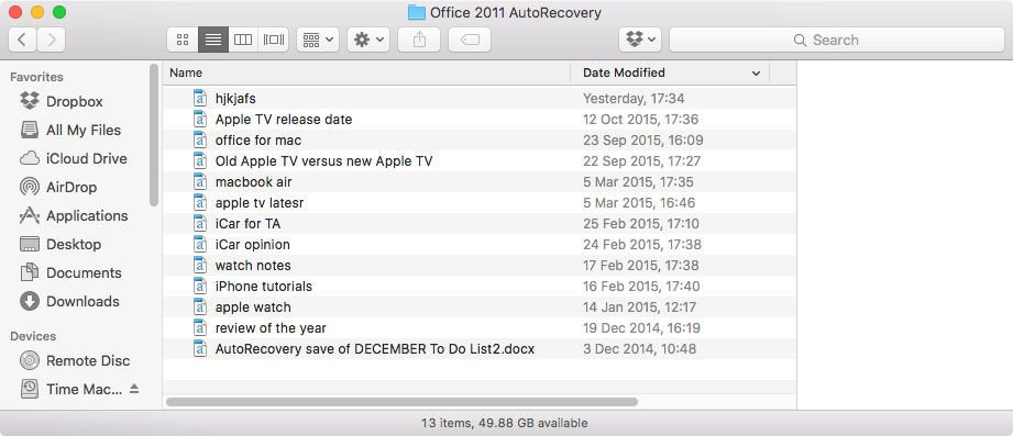 other word documents open for mac