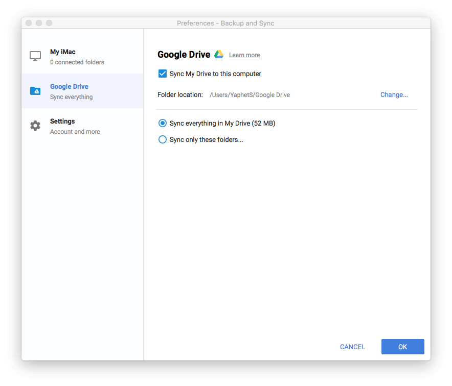 add folder to google drive sync
