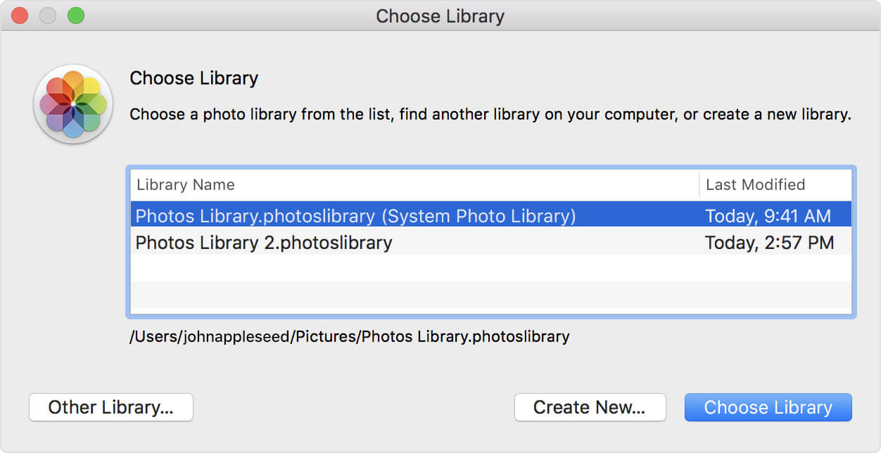 choose a Photos library