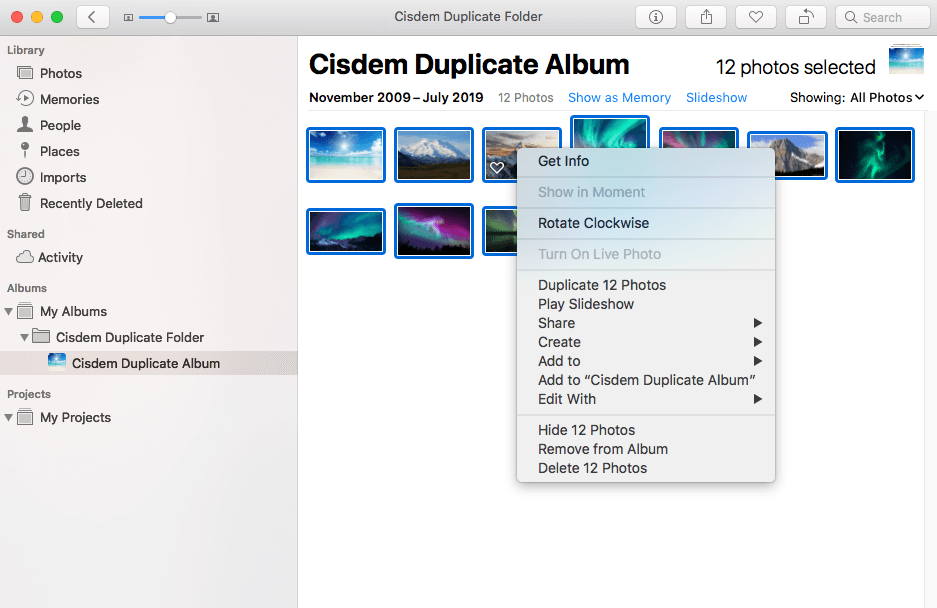 delete duplicate photos in the album