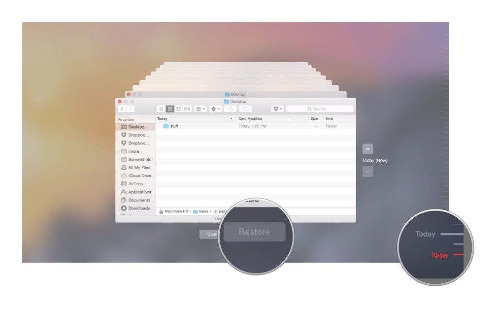 restore folders disappeared from desktop mac from time machine backup