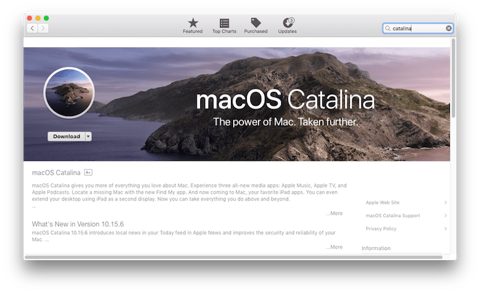 how to update from sierra to catalina